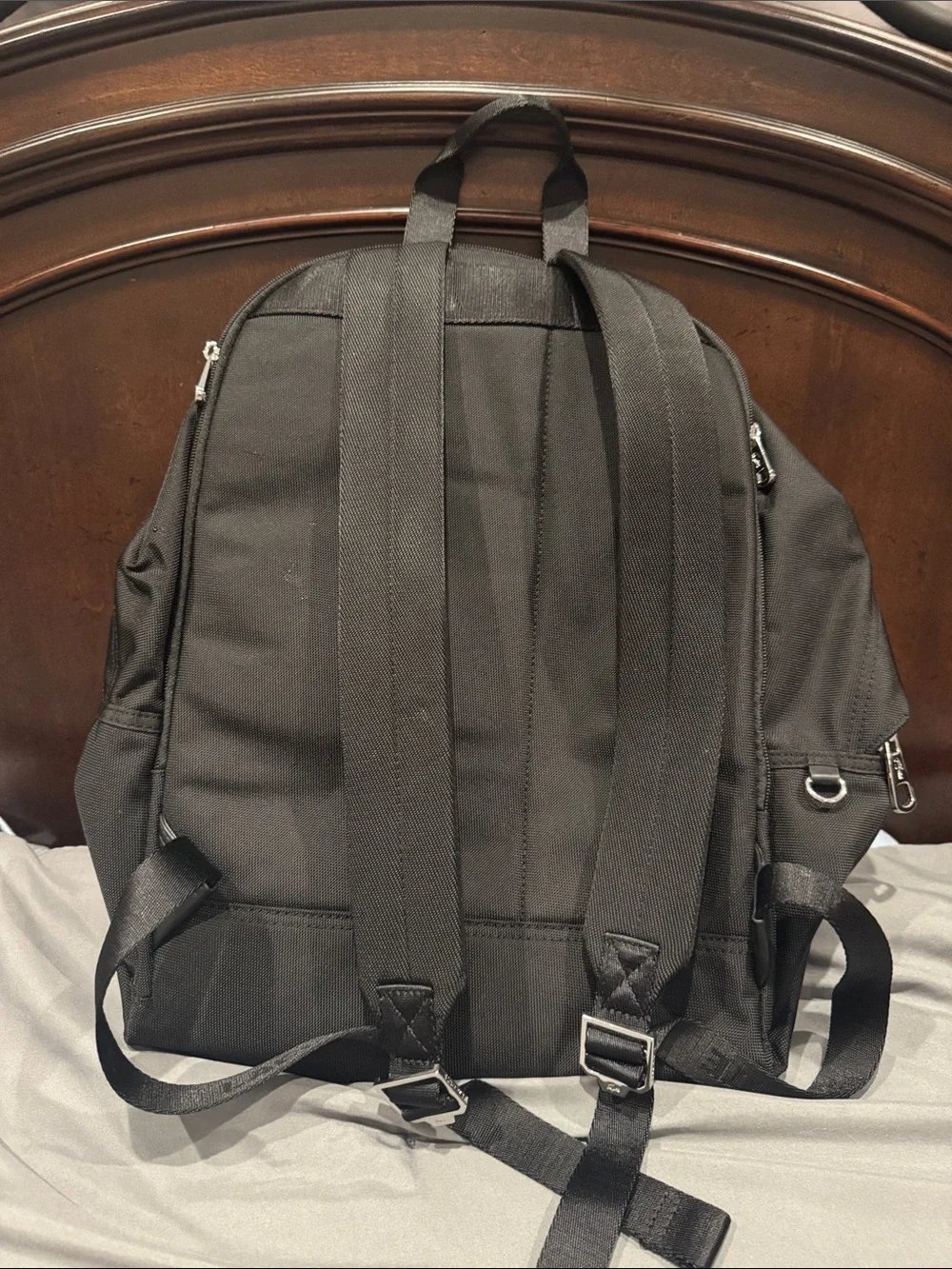 Lacoste Black Men's Backpack with Silver Logo Accent
